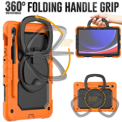 For Samsung Galaxy Tab S9 D Type Silicone Hybrid PC Tablet Case with Handle Holder(Orange) - Galaxy Tab S9 Cases by PMC Jewellery | Online Shopping South Africa | PMC Jewellery | Buy Now Pay Later Mobicred