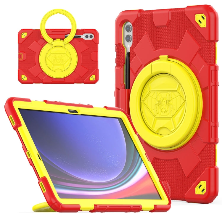 For Samsung Galaxy Tab S9+ / S10+ Spider Rotation Handle Silicone Hybrid PC Tablet Case(Yellow Red) - Galaxy Tab S9+ Cases by PMC Jewellery | Online Shopping South Africa | PMC Jewellery | Buy Now Pay Later Mobicred