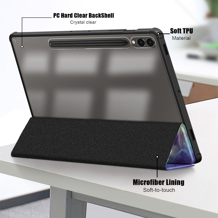 For Samsung Galaxy Tab S9+ Acrylic 3-folding Painted Smart Leather Tablet Case(Milky Way) - free shipping - PMC Jewellery - Order now!
