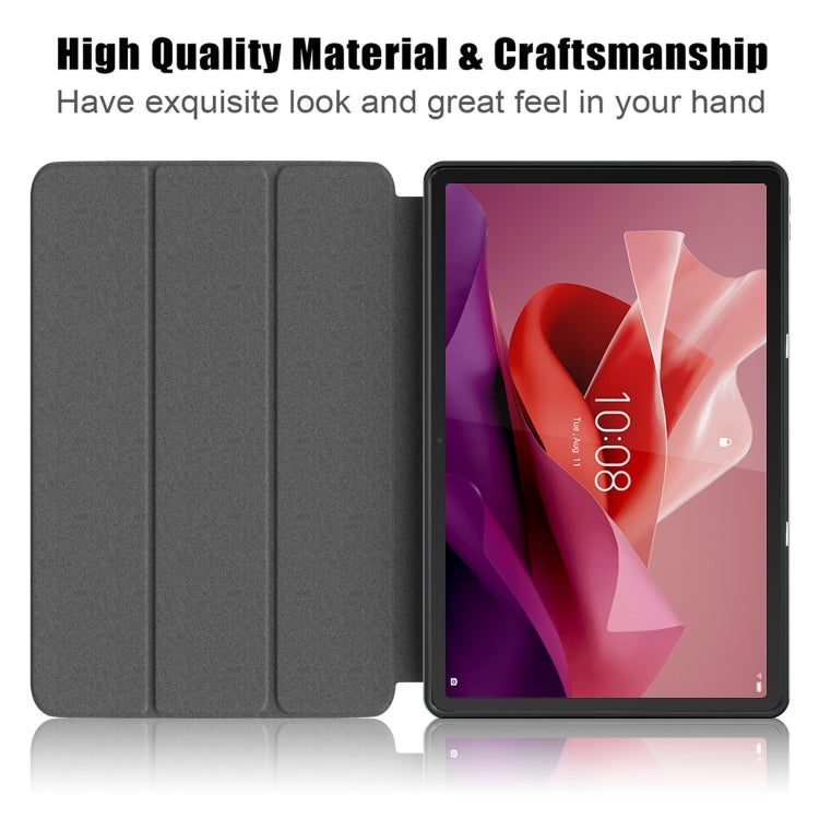 For Lenovo Tab P12 12.7 /P12 Pro 2nd Gen 3-folding TPU Smart Leather Tablet Case(Black) - Lenovo by PMC TechLife | Online Shopping South Africa | PMC TechLife
