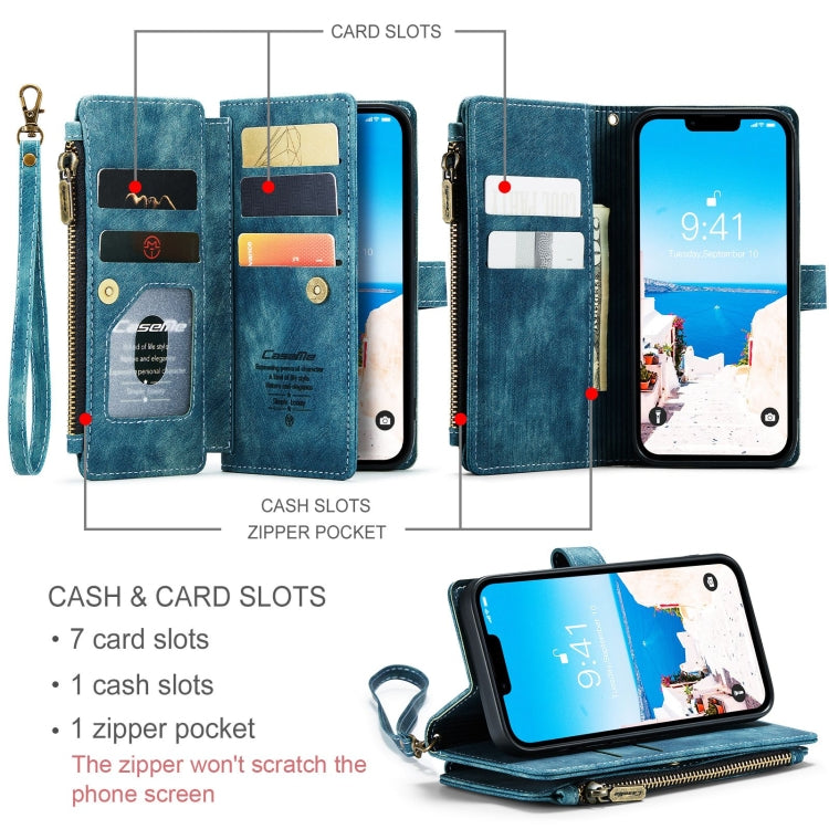 For iPhone 15 CaseMe C30 Multifunctional Leather Phone Case(Blue) - iPhone 15 Cases by CaseMe | Online Shopping South Africa | PMC Jewellery | Buy Now Pay Later Mobicred