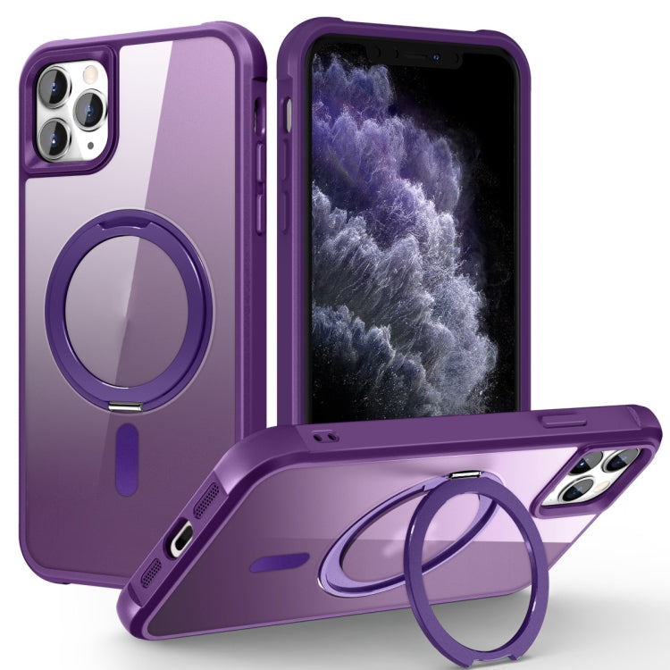 For iPhone 11 Pro Max MagSafe Magnetic Rotating Holder Phone Case(Purple) - iPhone 11 Pro Max Cases by PMC TechLife | Online Shopping South Africa | PMC TechLife