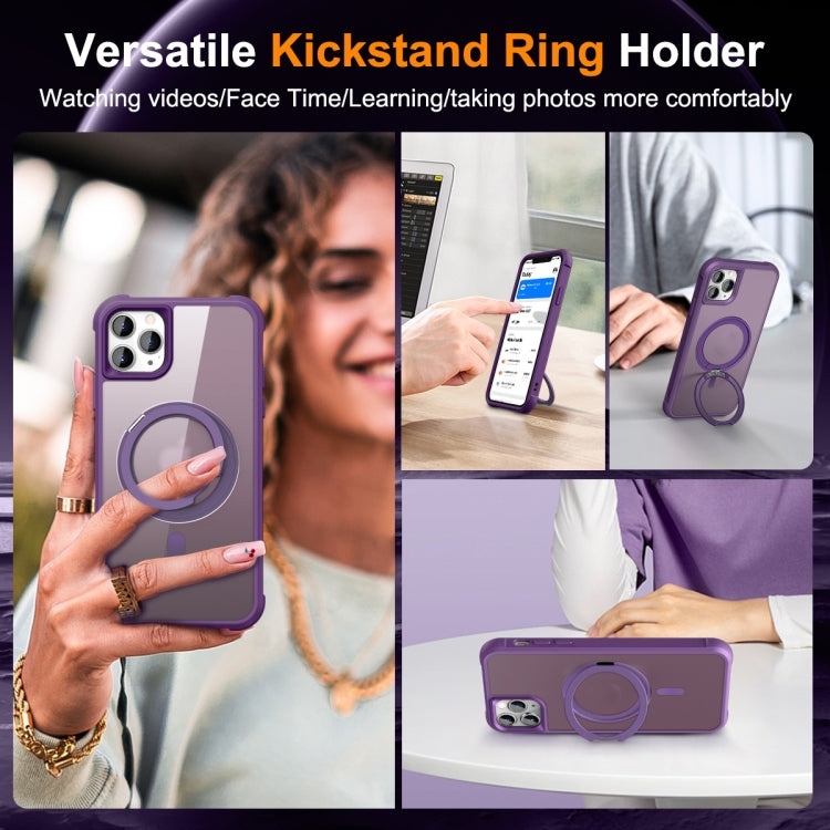 For iPhone 11 Pro Max MagSafe Magnetic Rotating Holder Phone Case(Purple) - iPhone 11 Pro Max Cases by PMC TechLife | Online Shopping South Africa | PMC TechLife