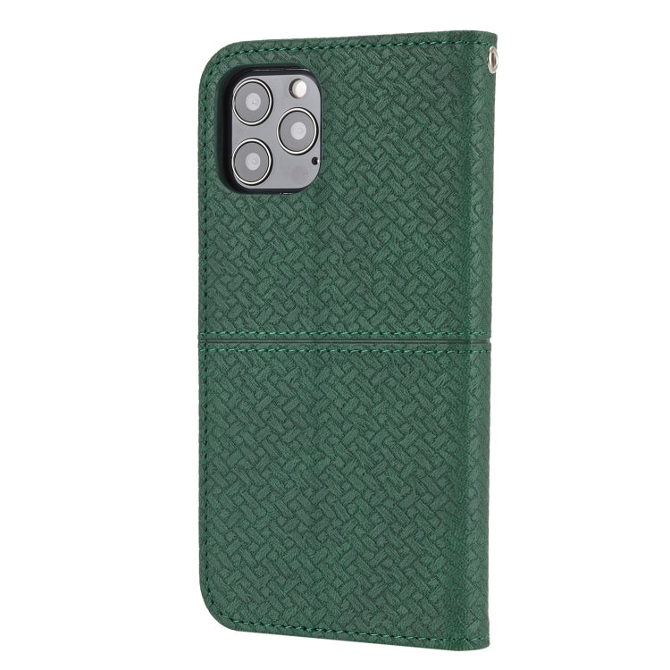 For iPhone 16 Pro Max Woven Texture Stitching Magnetic Leather Phone Case(Green) - iPhone 16 Pro Max Cases by PMC Jewellery | Online Shopping South Africa | PMC Jewellery | Buy Now Pay Later Mobicred