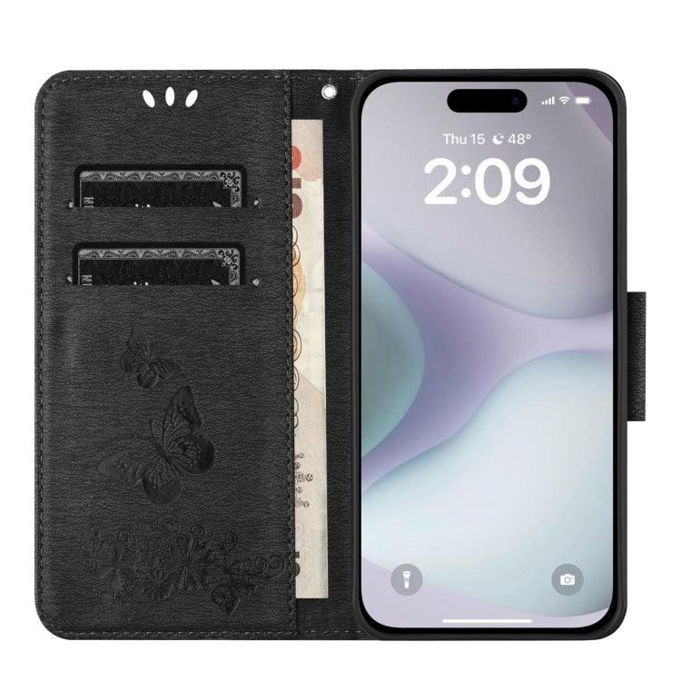 For iPhone 16 Butterfly Embossed Flip Leather Phone Case(Black) - iPhone 16 Cases by PMC TechLife | Online Shopping South Africa | PMC TechLife | Buy Now Pay Later Mobicred