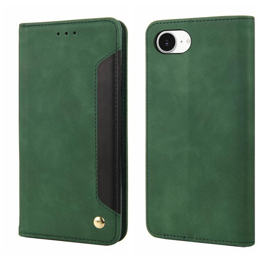 For iPhone 16e Skin Feel Splicing Leather Phone Case(Green) - iPhone 16e Cases by PMC Jewellery | Online Shopping South Africa | PMC Jewellery | Buy Now Pay Later Mobicred