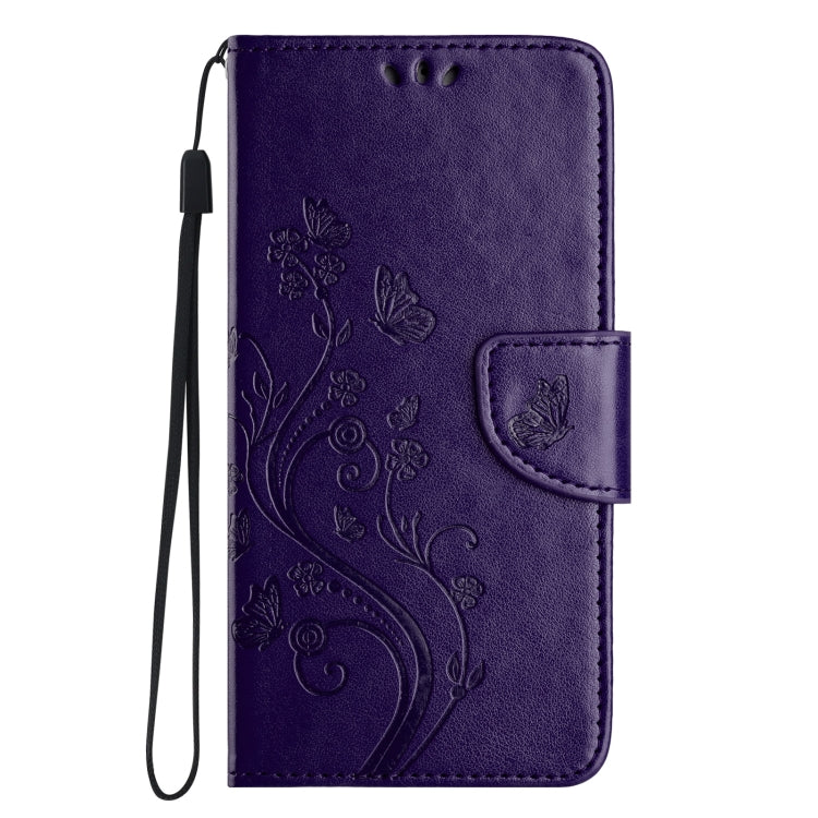 For iPhone 16 Pro Butterfly Flower Pattern Flip Leather Phone Case(Dark Purple) - iPhone 16 Pro Cases by PMC Jewellery | Online Shopping South Africa | PMC Jewellery | Buy Now Pay Later Mobicred