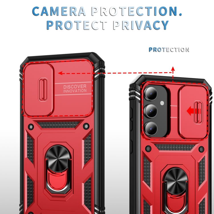 For Samsung Galaxy S23 FE 5G Sliding Camshield TPU + PC Phone Case with Holder(Red+Black) - Galaxy S23 FE 5G Cases by PMC Jewellery | Online Shopping South Africa | PMC Jewellery