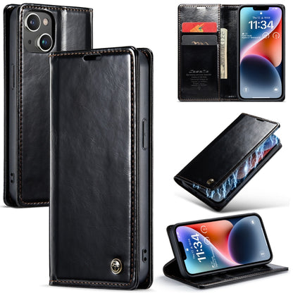 For iPhone 15 Plus CaseMe 003 Crazy Horse Texture Leather Phone Case(Black) - iPhone 15 Plus Cases by CaseMe | Online Shopping South Africa | PMC Jewellery | Buy Now Pay Later Mobicred