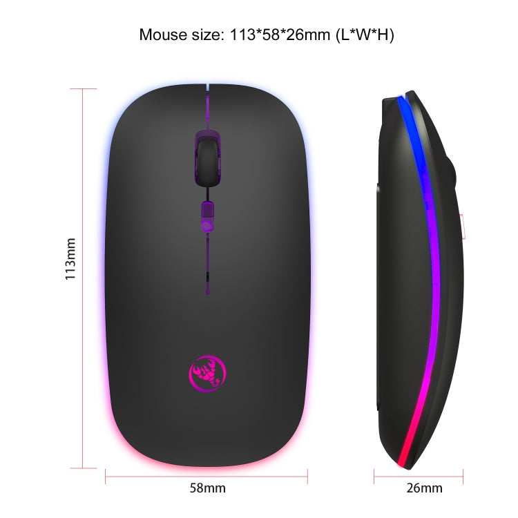 HXSJ T18 2.4GHZ 1600dpi Dual-mode Light-emitting Wireless Mouse USB + Bluetooth 5.1 Rechargeable - Wireless Mice by HXSJ | Online Shopping South Africa | PMC Jewellery | Buy Now Pay Later Mobicred