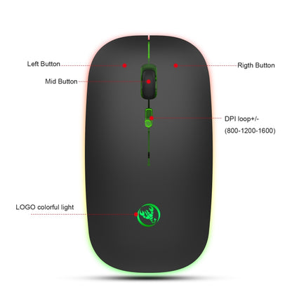 HXSJ T18 2.4GHZ 1600dpi Dual-mode Light-emitting Wireless Mouse USB + Bluetooth 5.1 Rechargeable - Wireless Mice by HXSJ | Online Shopping South Africa | PMC Jewellery | Buy Now Pay Later Mobicred