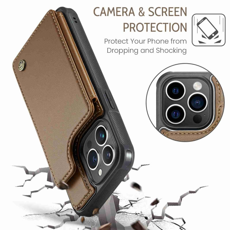 For iPhone 15 Pro Max CaseMe C22 Card Slots Holder RFID Anti-theft Phone Case(Brown) - iPhone 15 Pro Max Cases by CaseMe | Online Shopping South Africa | PMC Jewellery | Buy Now Pay Later Mobicred