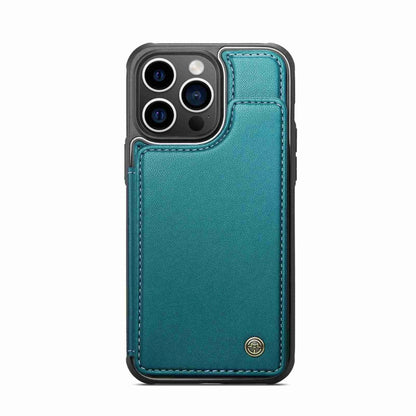 For iPhone 15 Pro CaseMe C22 Card Slots Holder RFID Anti-theft Phone Case(Blue Green) - iPhone 15 Pro Cases by CaseMe | Online Shopping South Africa | PMC Jewellery | Buy Now Pay Later Mobicred