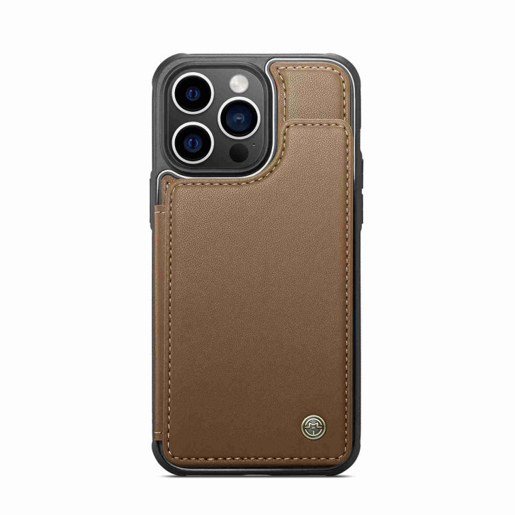 For iPhone 15 Pro CaseMe C22 Card Slots Holder RFID Anti-theft Phone Case(Brown) - iPhone 15 Pro Cases by CaseMe | Online Shopping South Africa | PMC Jewellery | Buy Now Pay Later Mobicred