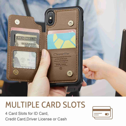 For iPhone XS / X CaseMe C22 Card Slots Holder RFID Anti-theft Phone Case(Brown) - More iPhone Cases by CaseMe | Online Shopping South Africa | PMC Jewellery | Buy Now Pay Later Mobicred