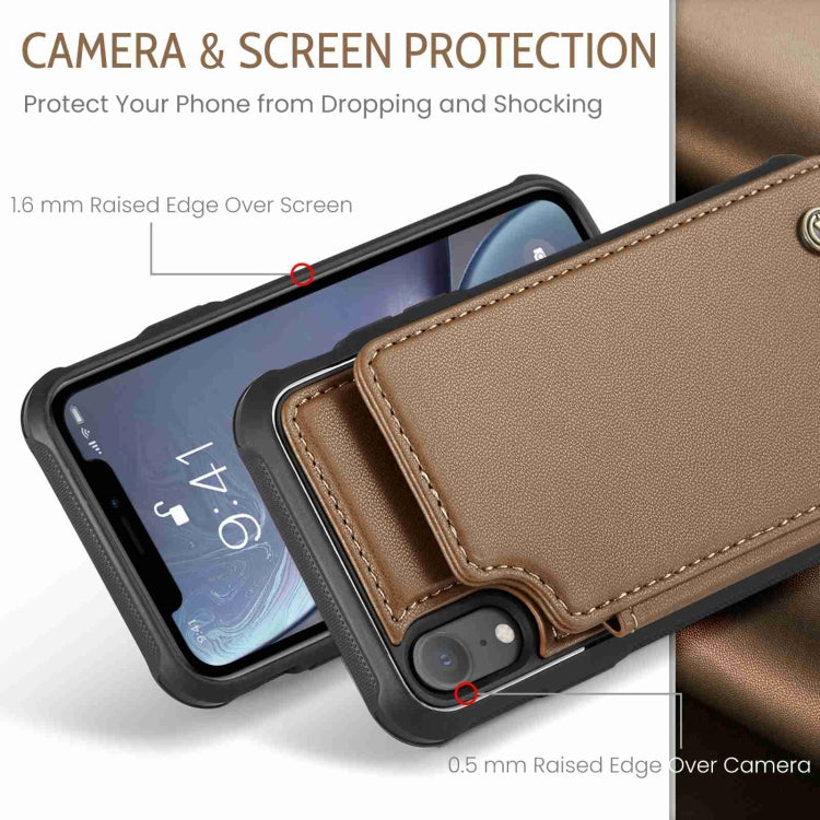 For iPhone XR CaseMe C22 Card Slots Holder RFID Anti-theft Phone Case(Brown) - More iPhone Cases by CaseMe | Online Shopping South Africa | PMC Jewellery | Buy Now Pay Later Mobicred