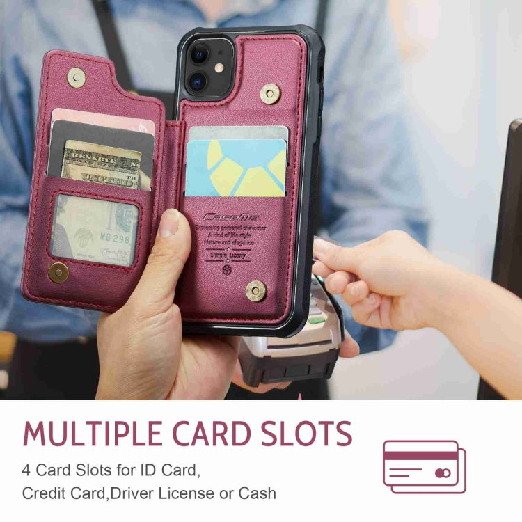 For iPhone 11 CaseMe C22 Card Slots Holder RFID Anti-theft Phone Case(Wine Red) - iPhone 11 Cases by CaseMe | Online Shopping South Africa | PMC Jewellery | Buy Now Pay Later Mobicred