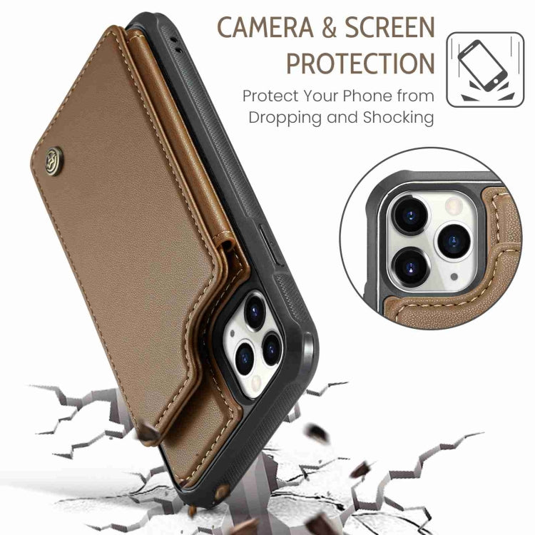 For iPhone 11 Pro CaseMe C22 Card Slots Holder RFID Anti-theft Phone Case(Brown) - iPhone 11 Pro Cases by CaseMe | Online Shopping South Africa | PMC Jewellery | Buy Now Pay Later Mobicred