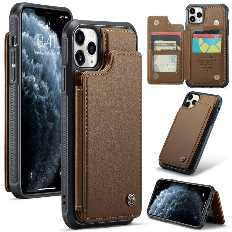 For iPhone 11 Pro Max CaseMe C22 Card Slots Holder RFID Anti-theft Phone Case(Brown) - iPhone 11 Pro Max Cases by CaseMe | Online Shopping South Africa | PMC Jewellery | Buy Now Pay Later Mobicred