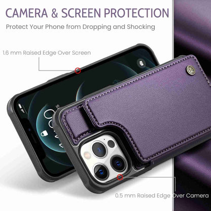 For iPhone 12 Pro Max CaseMe C22 Card Slots Holder RFID Anti-theft Phone Case(Purple) - iPhone 12 Pro Max Cases by CaseMe | Online Shopping South Africa | PMC Jewellery | Buy Now Pay Later Mobicred