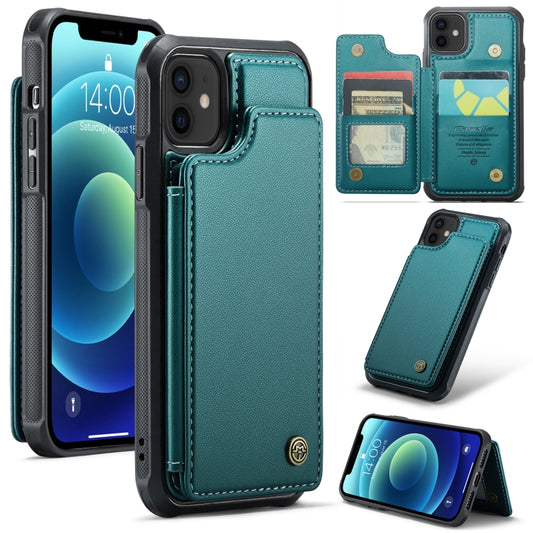 For iPhone 12 / 12 Pro CaseMe C22 Card Slots Holder RFID Anti-theft Phone Case(Blue Green) - iPhone 12 / 12 Pro Cases by CaseMe | Online Shopping South Africa | PMC Jewellery | Buy Now Pay Later Mobicred