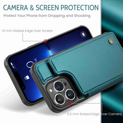 For iPhone 13 Pro CaseMe C22 Card Slots Holder RFID Anti-theft Phone Case(Blue Green) - iPhone 13 Pro Cases by CaseMe | Online Shopping South Africa | PMC Jewellery | Buy Now Pay Later Mobicred