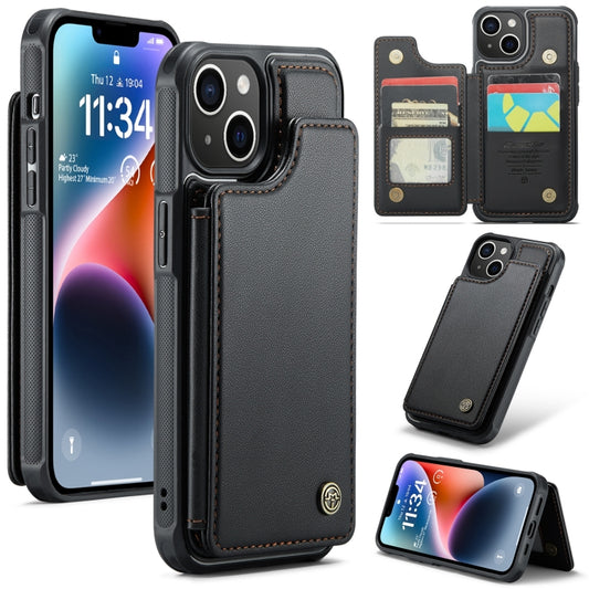 For iPhone 14 Plus CaseMe C22 Card Slots Holder RFID Anti-theft Phone Case(Black) - iPhone 14 Plus Cases by CaseMe | Online Shopping South Africa | PMC Jewellery | Buy Now Pay Later Mobicred