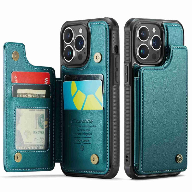 For iPhone 14 Pro Max CaseMe C22 Card Slots Holder RFID Anti-theft Phone Case(Blue Green) - iPhone 14 Pro Max Cases by CaseMe | Online Shopping South Africa | PMC Jewellery | Buy Now Pay Later Mobicred