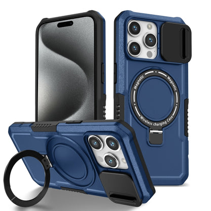 For iPhone 15 Pro Max Sliding Camshield Magsafe Holder TPU Hybrid PC Phone Case(Royal Blue) - iPhone 15 Pro Max Cases by PMC Jewellery | Online Shopping South Africa | PMC Jewellery