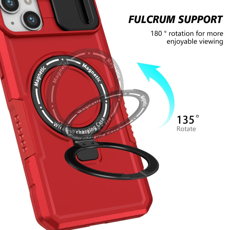 For iPhone 14 Plus Sliding Camshield Magsafe Holder TPU Hybrid PC Phone Case(Red) - iPhone 14 Plus Cases by PMC Jewellery | Online Shopping South Africa | PMC Jewellery