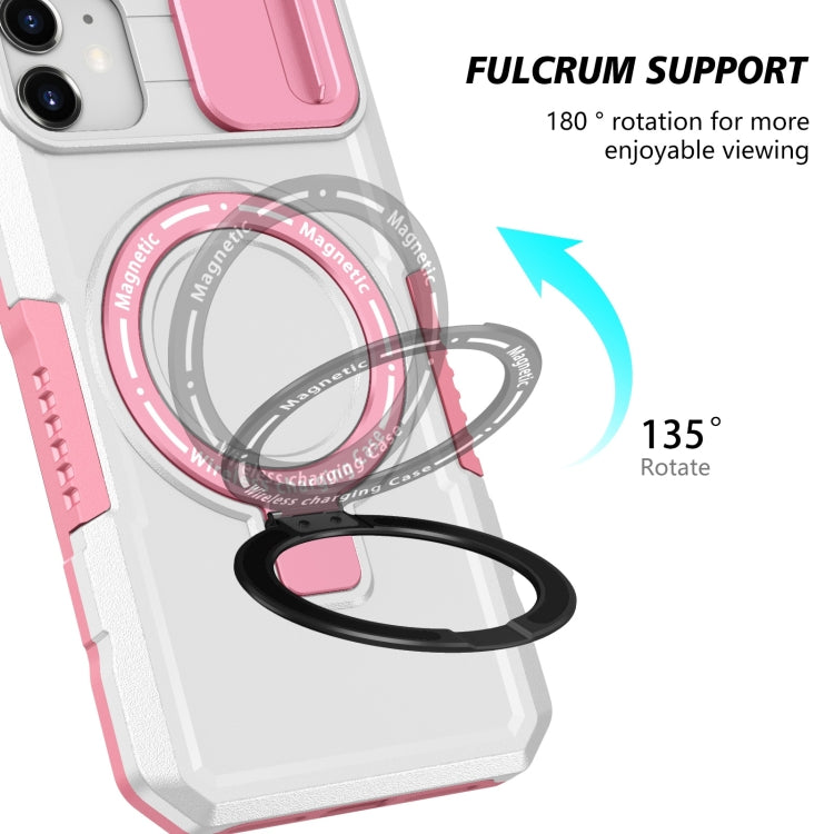 For iPhone 12 Sliding Camshield Magsafe Holder TPU Hybrid PC Phone Case(Pink White) - iPhone 12 / 12 Pro Cases by PMC Jewellery | Online Shopping South Africa | PMC Jewellery