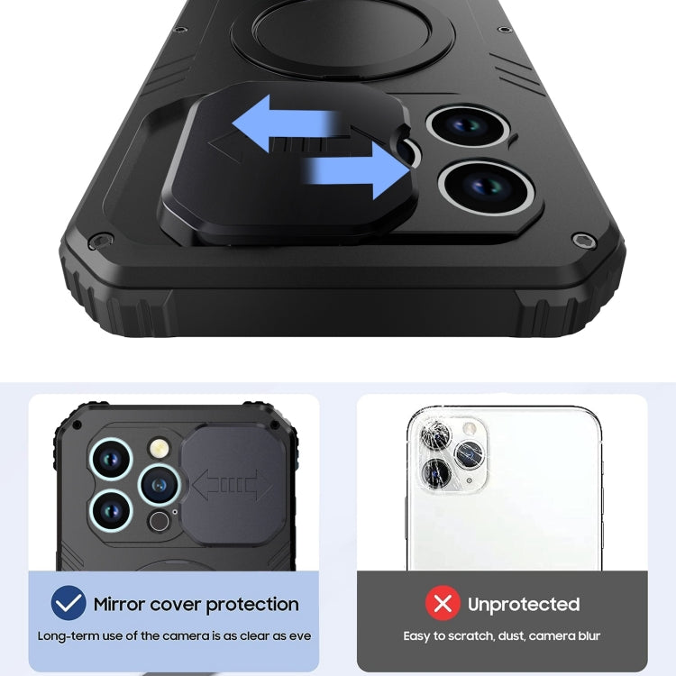 For iPhone 15 Camera Shield MagSafe Holder Life Waterproof Phone Case(Black) - iPhone 15 Cases by PMC Jewellery | Online Shopping South Africa | PMC Jewellery