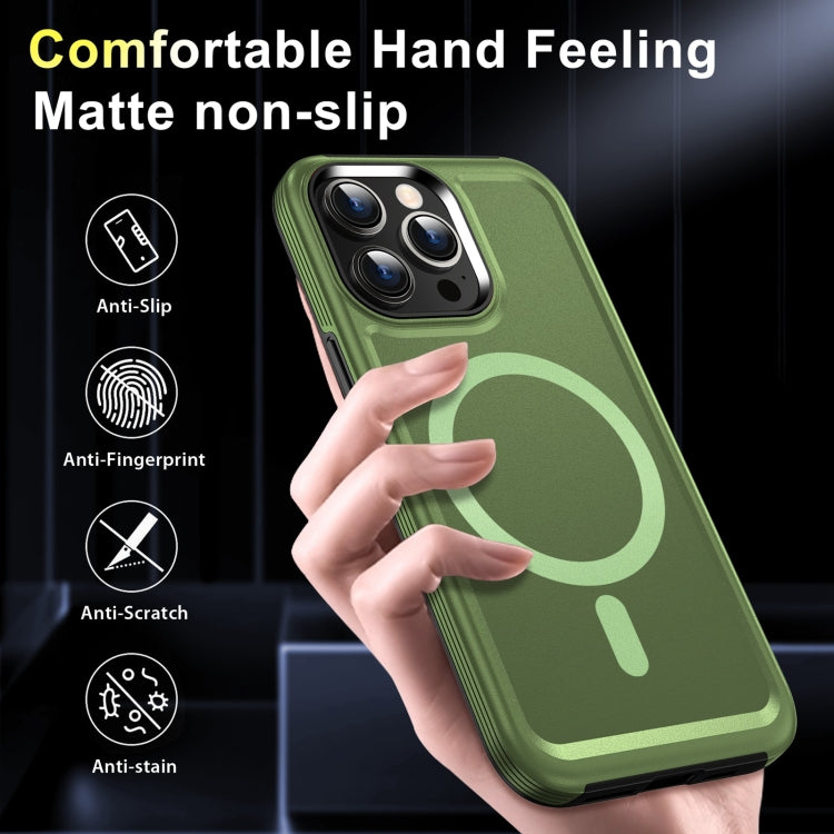 For iPhone 12 Shield Armor MagSafe TPU Hybrid PC Phone Case(Grass Green) - iPhone 12 / 12 Pro Cases by PMC Jewellery | Online Shopping South Africa | PMC Jewellery