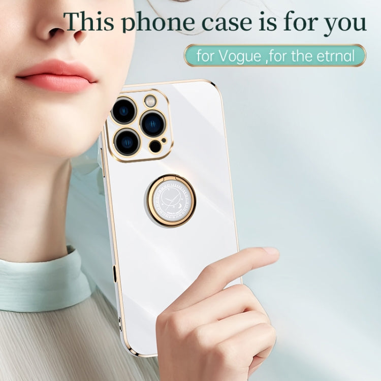 For iPhone 16 Pro Max XINLI Straight Edge 6D Electroplate TPU Phone Case with Ring Holder(Hawthorn Red) - iPhone 16 Pro Max Cases by XINLI | Online Shopping South Africa | PMC Jewellery | Buy Now Pay Later Mobicred