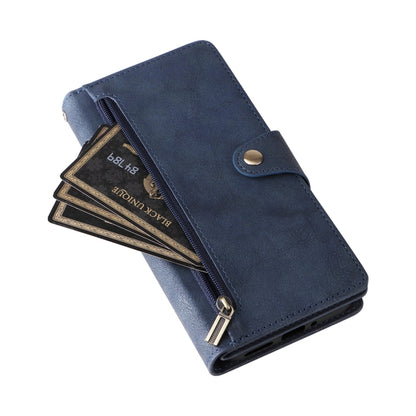 For Google Pixel 9 Pro Rivet Buckle 9 Cards Three Fold Leather Phone Case(Blue) - Google Cases by PMC Jewellery | Online Shopping South Africa | PMC Jewellery | Buy Now Pay Later Mobicred