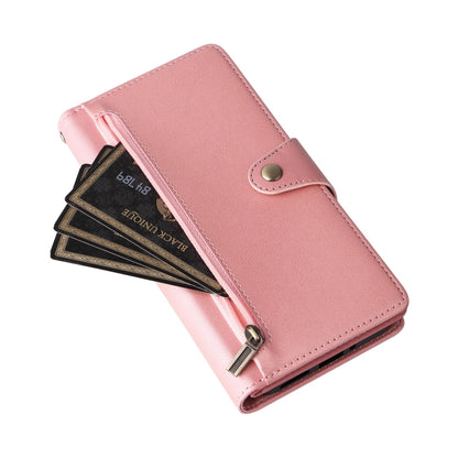 For Google Pixel 9 Rivet Buckle 9 Cards Three Fold Leather Phone Case(Rose Gold) - Google Cases by PMC Jewellery | Online Shopping South Africa | PMC Jewellery | Buy Now Pay Later Mobicred