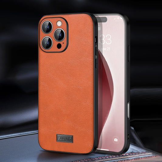 For iPhone 16 Pro SULADA Shockproof TPU Hybrid Handmade Leather Phone Case(Orange) - iPhone 16 Pro Cases by SULADA | Online Shopping South Africa | PMC Jewellery | Buy Now Pay Later Mobicred