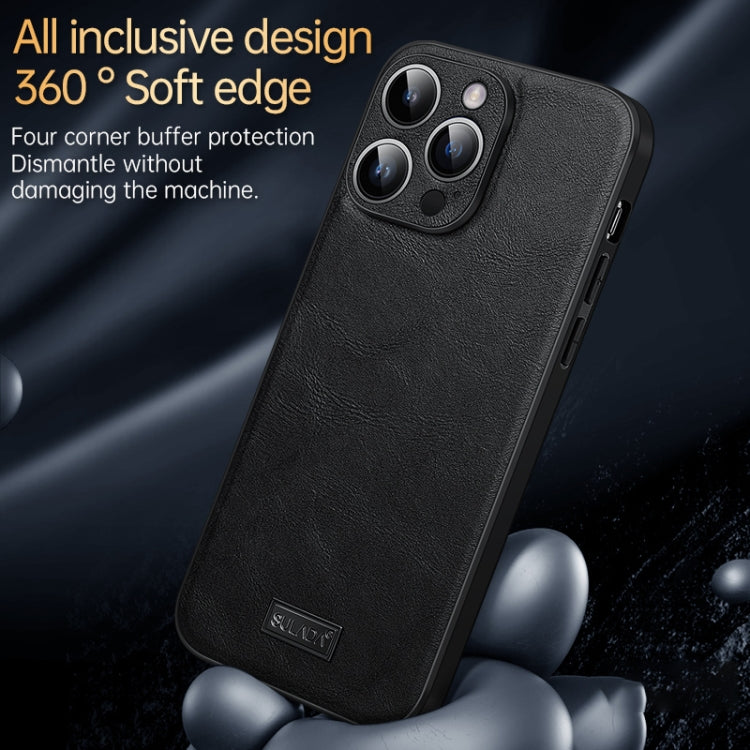 For iPhone 16 Pro Max SULADA Shockproof TPU Hybrid Handmade Leather Phone Case(Black) - iPhone 16 Pro Max Cases by SULADA | Online Shopping South Africa | PMC Jewellery | Buy Now Pay Later Mobicred