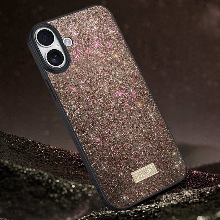 For iPhone 16 SULADA Glittery PC Hybrid TPU Handmade Leather Phone Case(Colorful) - iPhone 16 Cases by SULADA | Online Shopping South Africa | PMC Jewellery | Buy Now Pay Later Mobicred