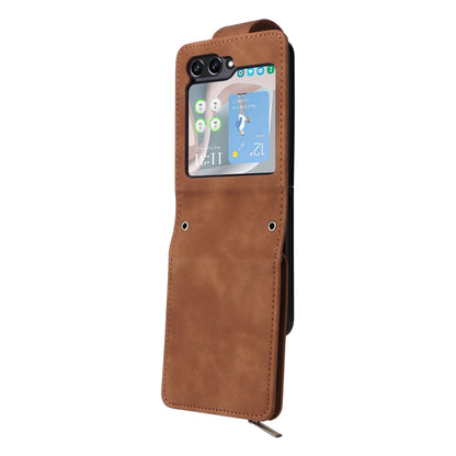 For Samsung Galaxy Z Flip5 5G Crossbody Multi-card Slot Wallet Zipper Leather Phone Case(Brown) - Galaxy Z Flip5 Cases by PMC Jewellery | Online Shopping South Africa | PMC Jewellery