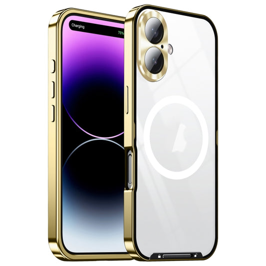 For iPhone 16 Frosted MagSafe Magnetic Metal Phone Case(Gold) - iPhone 16 Cases by PMC Jewellery | Online Shopping South Africa | PMC Jewellery | Buy Now Pay Later Mobicred