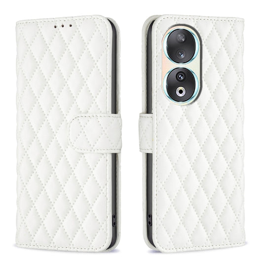 For Honor 90 5G Diamond Lattice Wallet Flip Leather Phone Case(White) - Honor Cases by PMC Jewellery | Online Shopping South Africa | PMC Jewellery | Buy Now Pay Later Mobicred