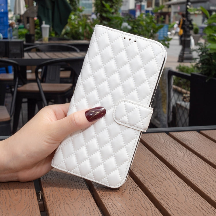 For Honor 100 Pro Diamond Lattice Wallet Flip Leather Phone Case(White) - Honor Cases by PMC Jewellery | Online Shopping South Africa | PMC Jewellery | Buy Now Pay Later Mobicred