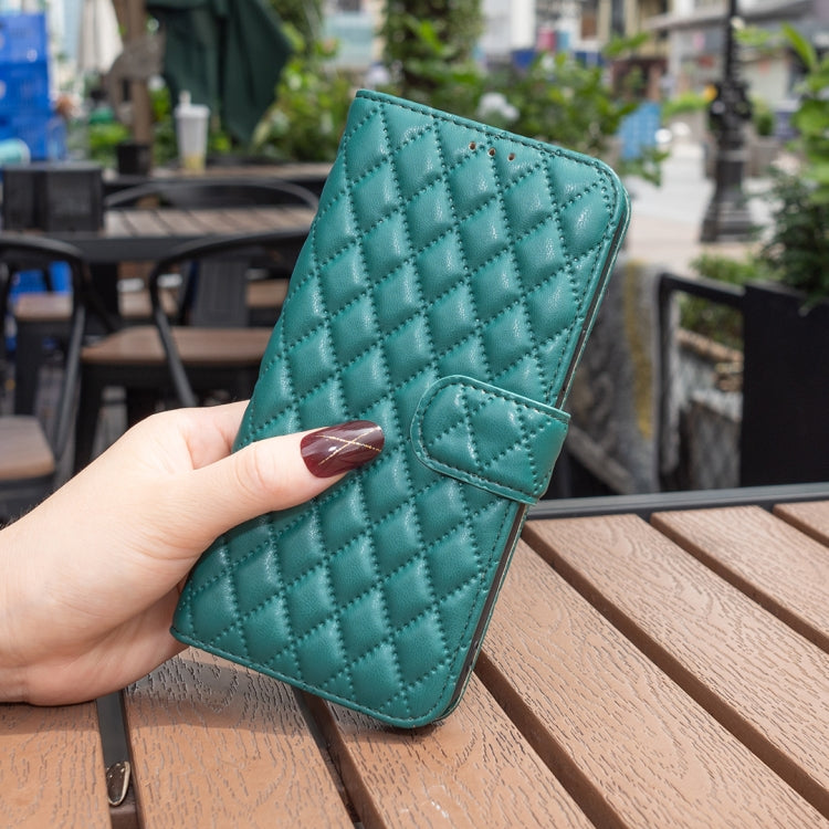 For Honor 100 Diamond Lattice Wallet Flip Leather Phone Case(Green) - Honor Cases by PMC TechLife | Online Shopping South Africa | PMC TechLife | Buy Now Pay Later Mobicred