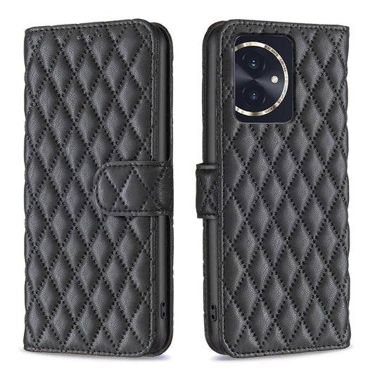 For Honor 100 Diamond Lattice Wallet Flip Leather Phone Case(Black) - Honor Cases by PMC Jewellery | Online Shopping South Africa | PMC Jewellery | Buy Now Pay Later Mobicred