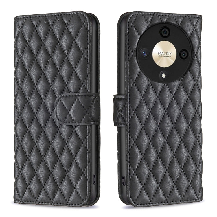 For Honor X9b/Magic6 Lite 5G Diamond Lattice Wallet Flip Leather Phone Case(Black) - Honor Cases by PMC TechLife | Online Shopping South Africa | PMC TechLife | Buy Now Pay Later Mobicred