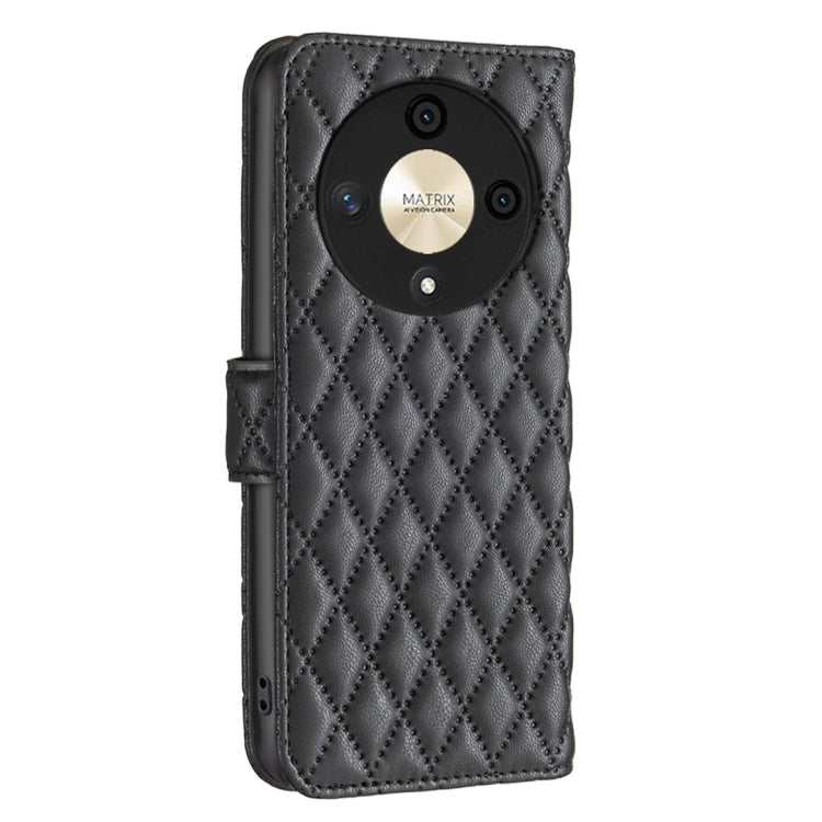 For Honor X9b/Magic6 Lite 5G Diamond Lattice Wallet Flip Leather Phone Case(Black) - Honor Cases by PMC TechLife | Online Shopping South Africa | PMC TechLife | Buy Now Pay Later Mobicred