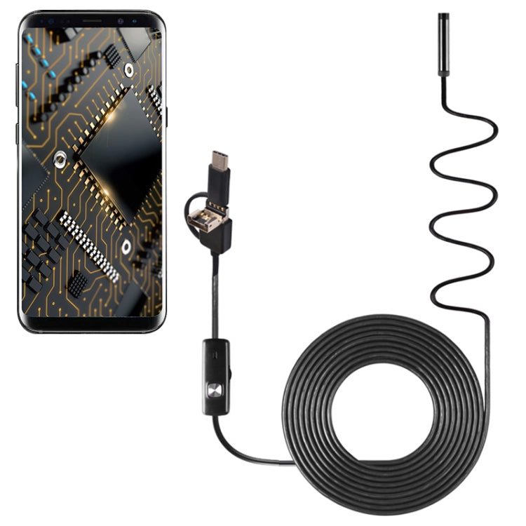 AN100 3 in 1 IP67 Waterproof USB-C / Type-C + Micro USB + USB HD Endoscope Snake Tube Inspection Camera for Parts of OTG Function Android Mobile Phone, with 6 LEDs, Lens Diameter:5.5mm(Length: 2m) -  by PMC Jewellery | Online Shopping South Africa | PMC Jewellery | Buy Now Pay Later Mobicred