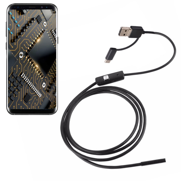 AN100 3 in 1 IP67 Waterproof USB-C / Type-C + Micro USB + USB HD Endoscope Hard Tube Inspection Camera for Parts of OTG Function Android Mobile Phone, with 6 LEDs, Lens Diameter:7mm(Length: 1m) -  by PMC Jewellery | Online Shopping South Africa | PMC Jewellery | Buy Now Pay Later Mobicred