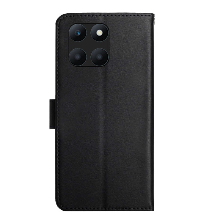 For Honor X6A HT02 Genuine Leather Fingerprint-proof Flip Phone Case(Black) - Honor Cases by PMC TechLife | Online Shopping South Africa | PMC TechLife | Buy Now Pay Later Mobicred